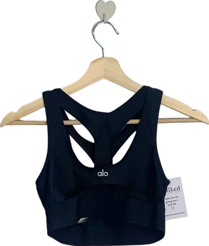 Alo Yoga Black Strappy Sports Bra UK XS