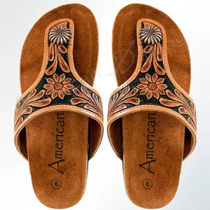 American Darling Women's Tooled Flip Flop