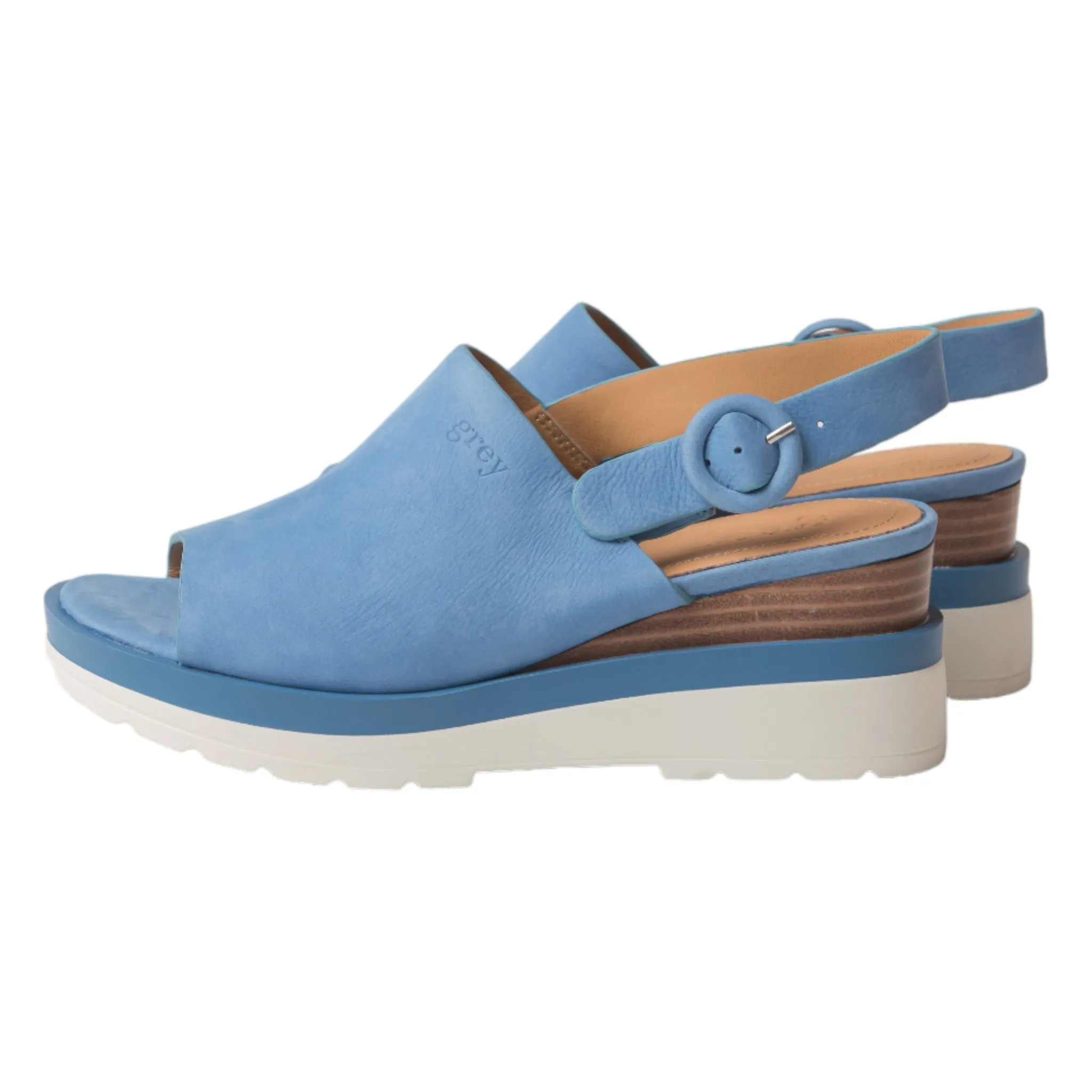 Ankle Sling Back Platform Wedge (Juliette - Beach Blue)