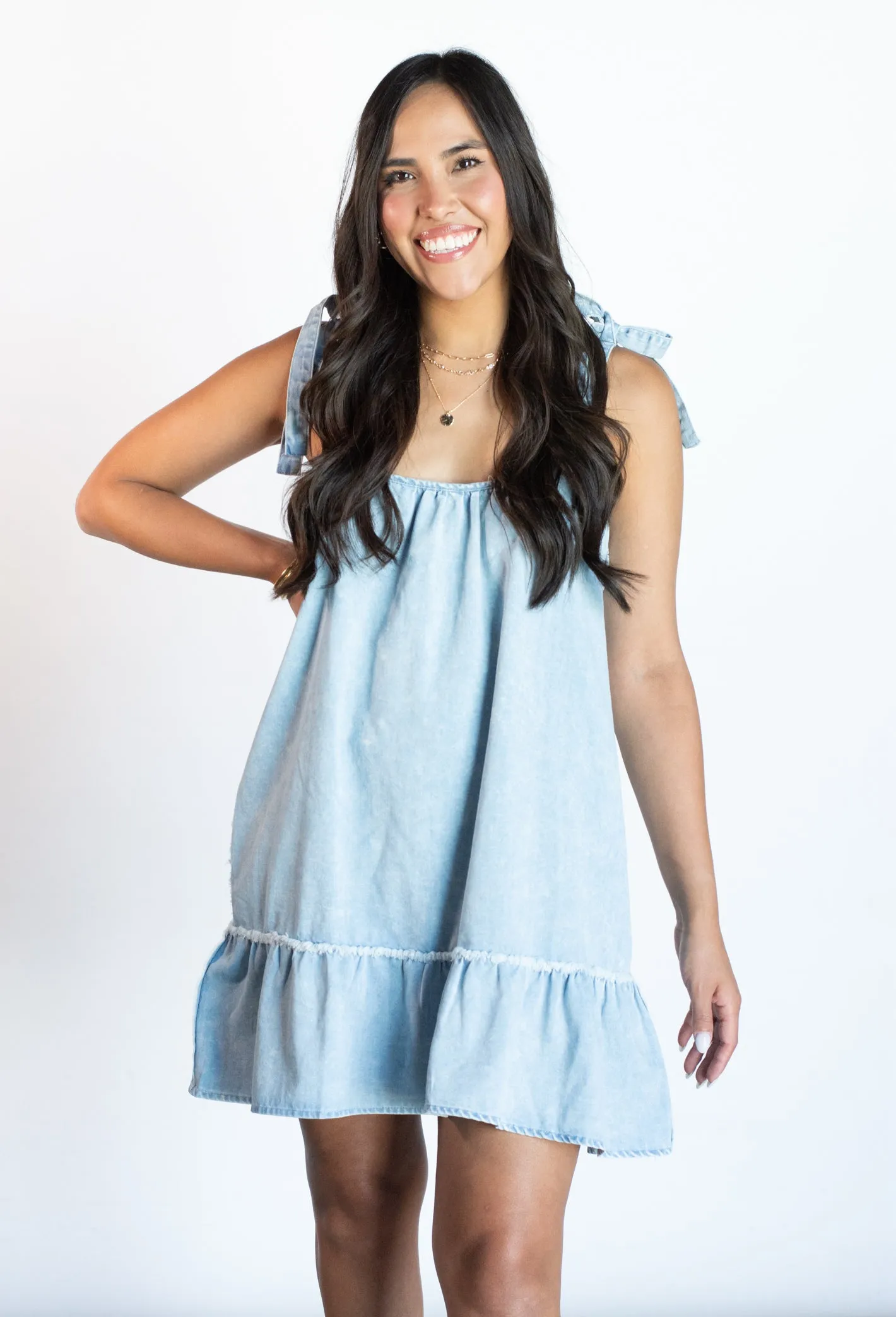 Anything for You Light Wash Denim Dress