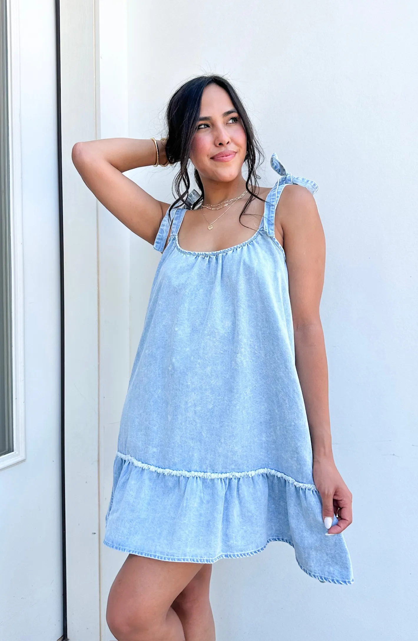 Anything for You Light Wash Denim Dress