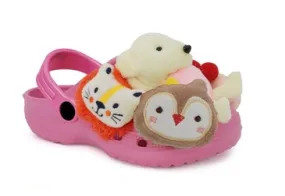 AVA02 - FUCHSIA KIDS STUFFED ANIMAL SANDALS