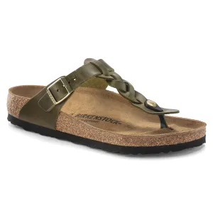 Birkenstock Gizeh Braid Olive Green Oiled Leather 1023969