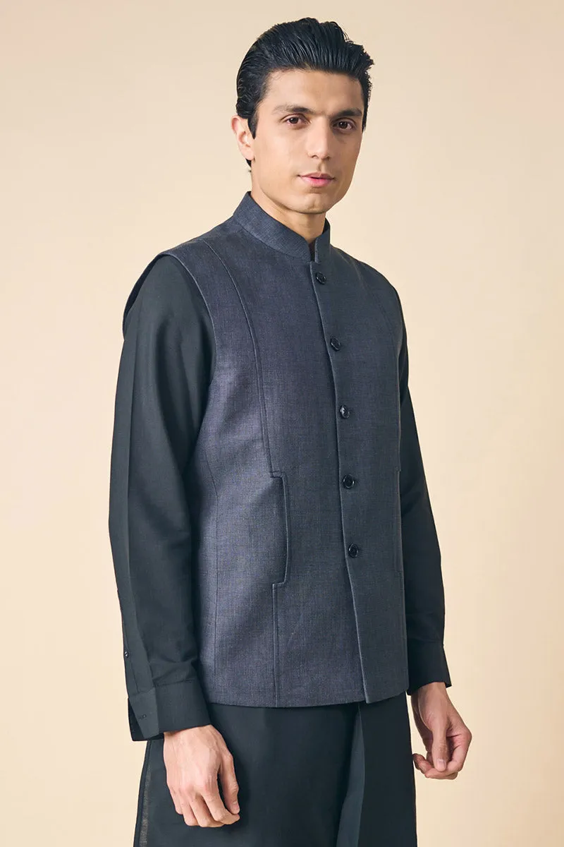 Black Linen Bundi