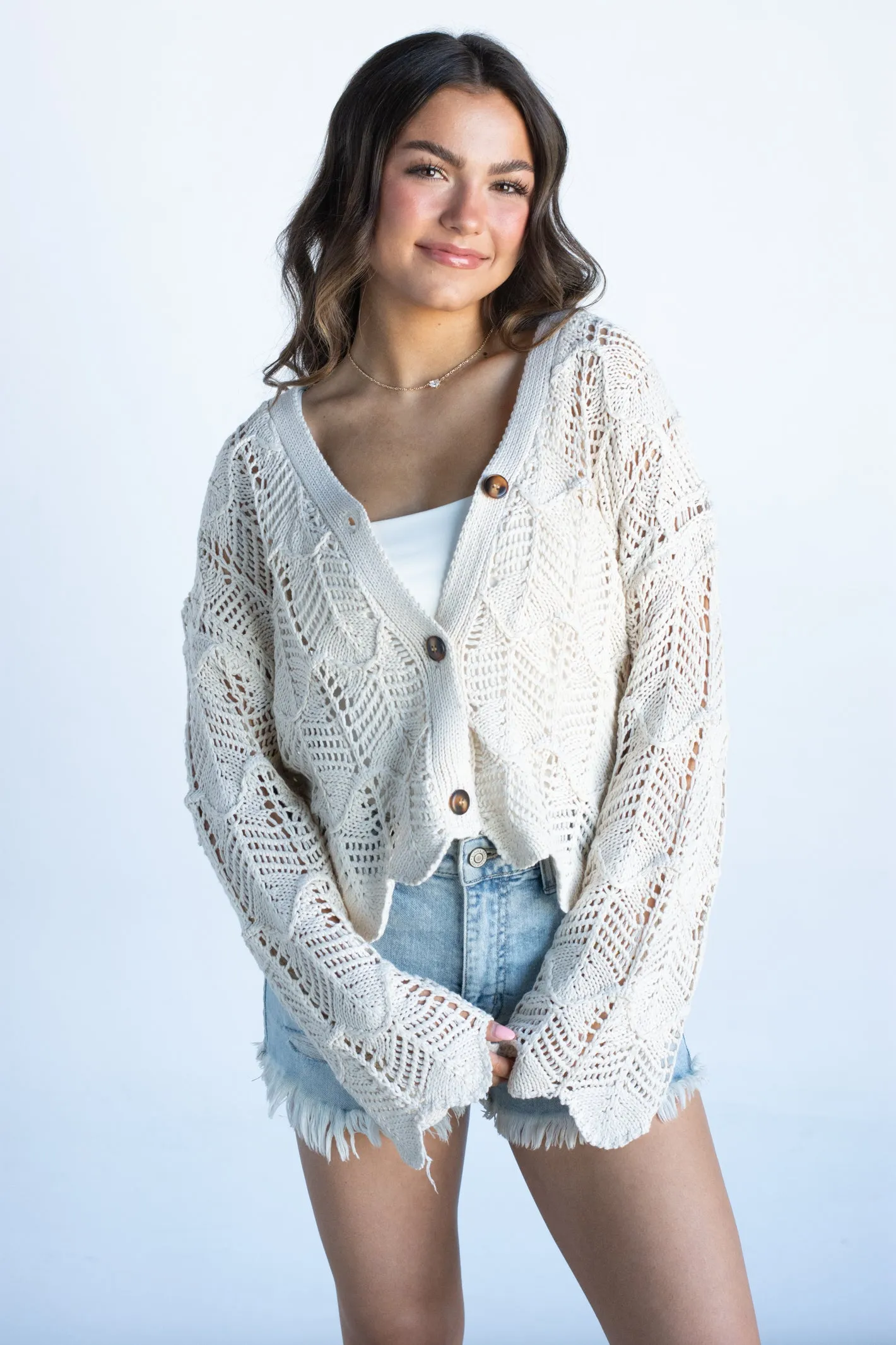 Blissful Strolls Scallop Hem Cardigan