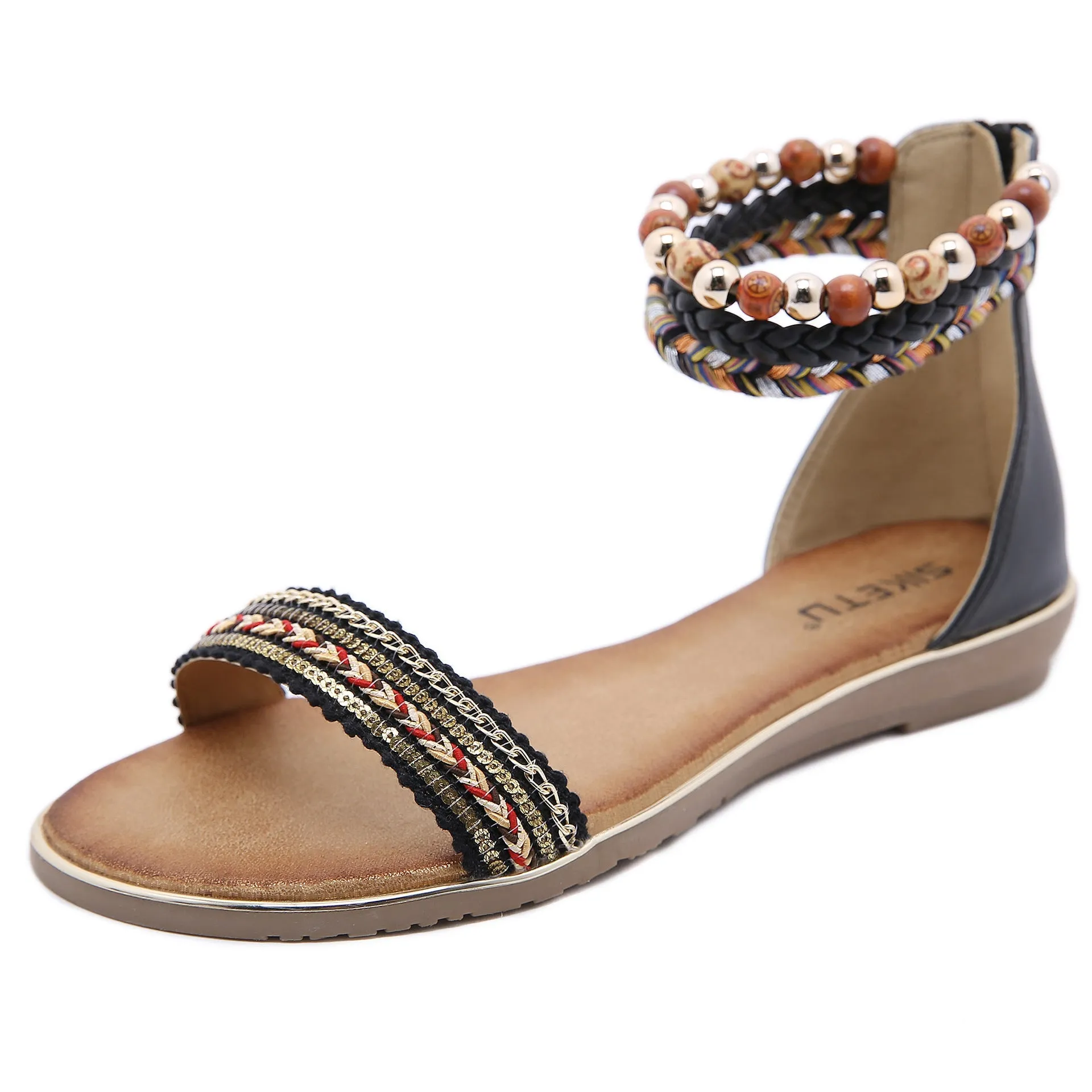 Bohemian Chic Double Ankle Strap Braided Sandals