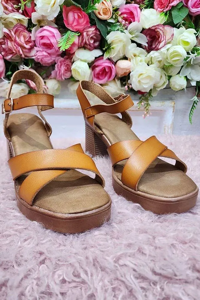 Buckle Strap Block Heel Sandal