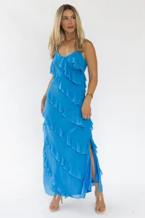 Caelyn Blue Tiered Maxi Dress