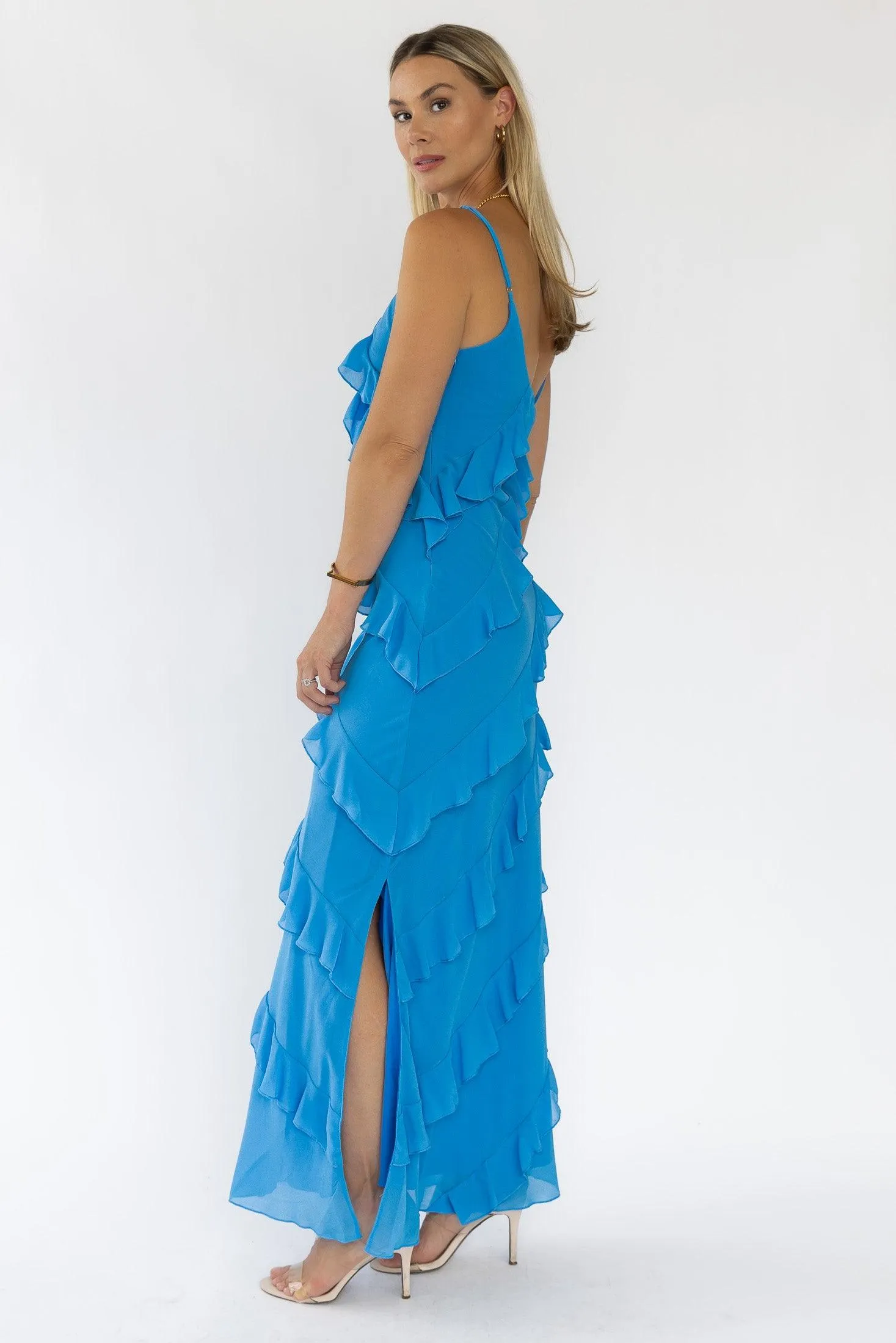 Caelyn Blue Tiered Maxi Dress