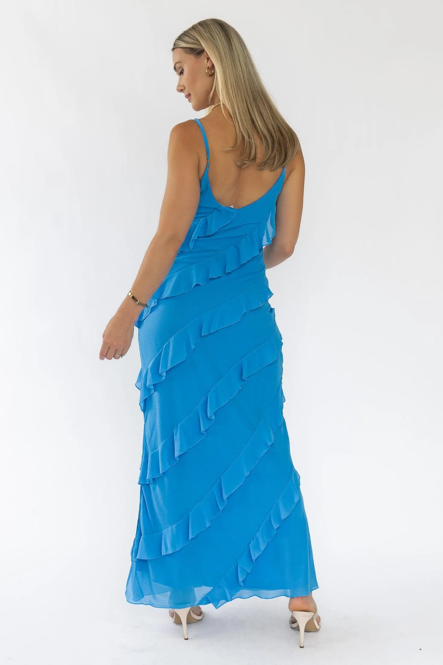 Caelyn Blue Tiered Maxi Dress