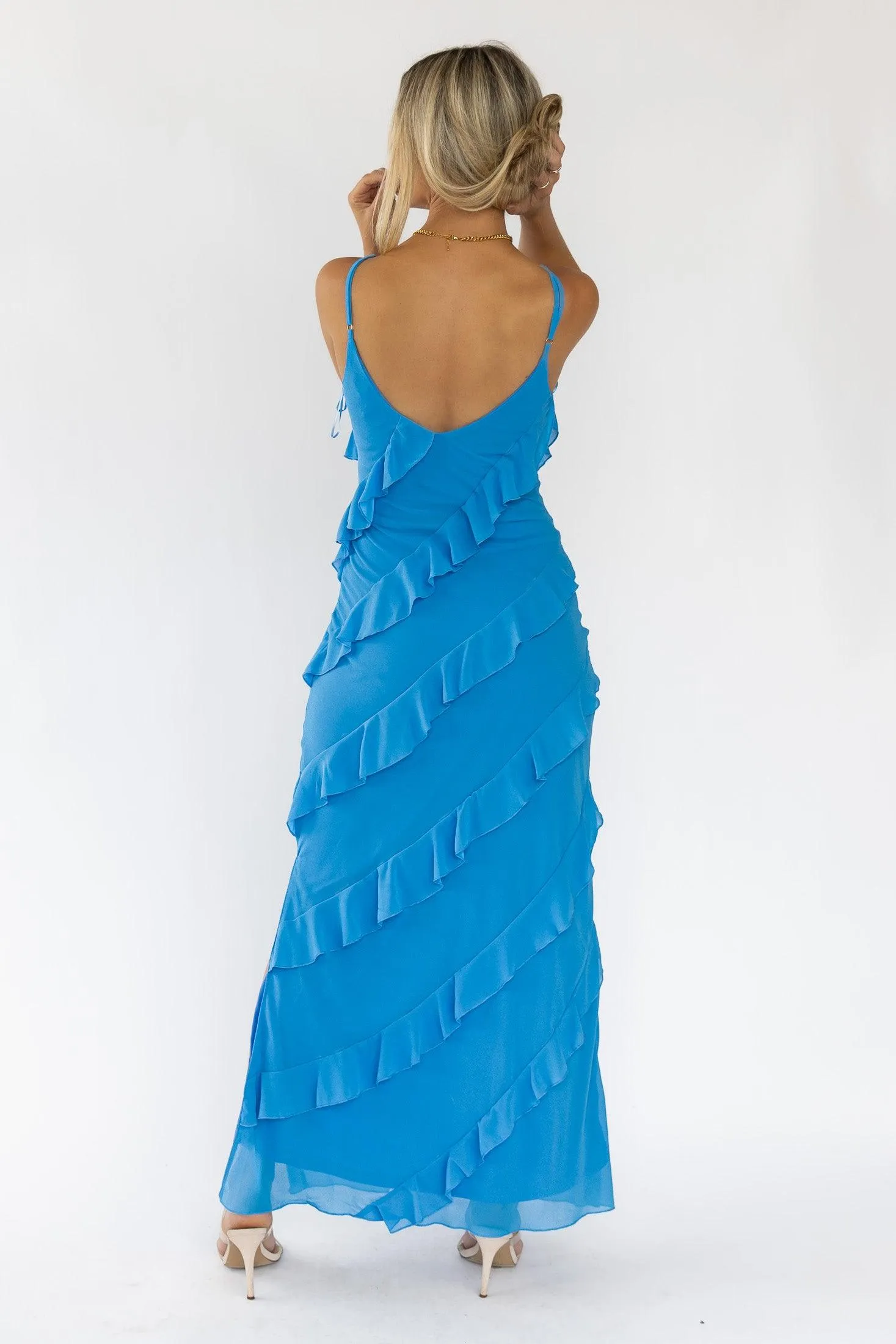 Caelyn Blue Tiered Maxi Dress