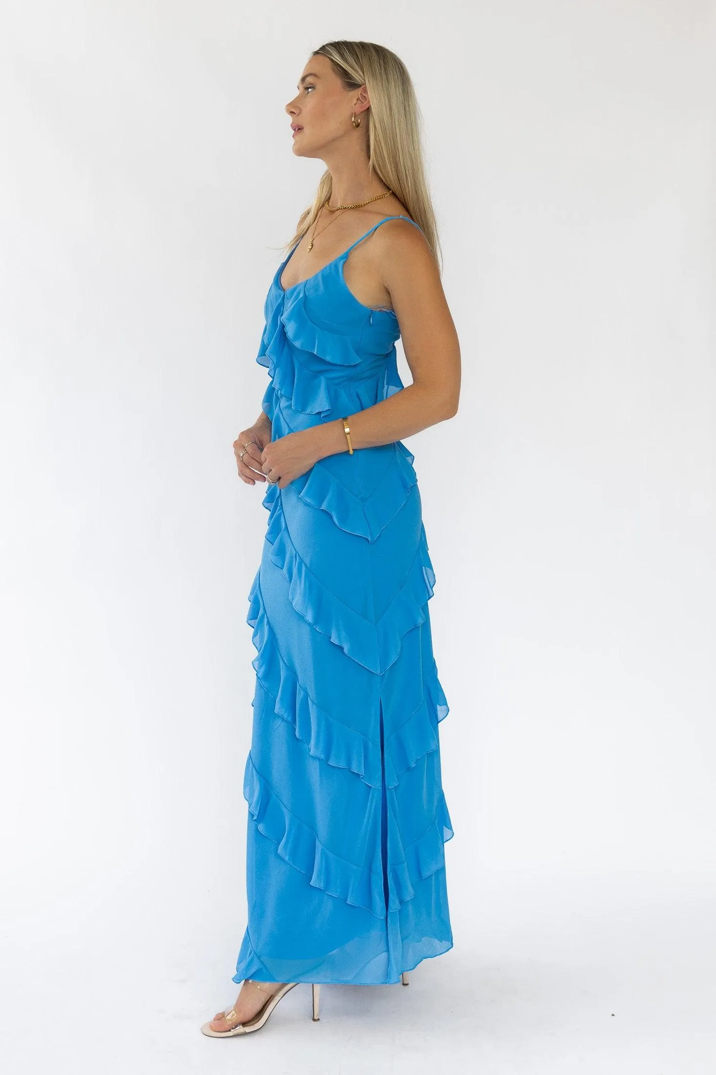 Caelyn Blue Tiered Maxi Dress