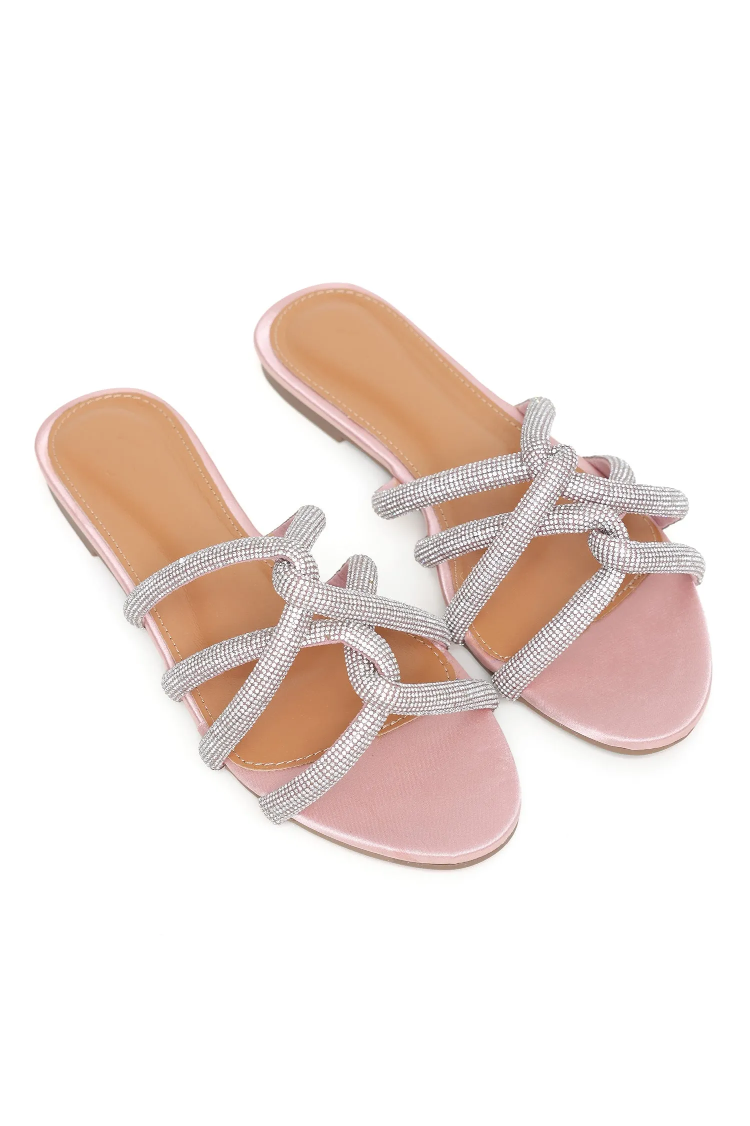 CHIC CRISSCROSS SLIDES-PINK