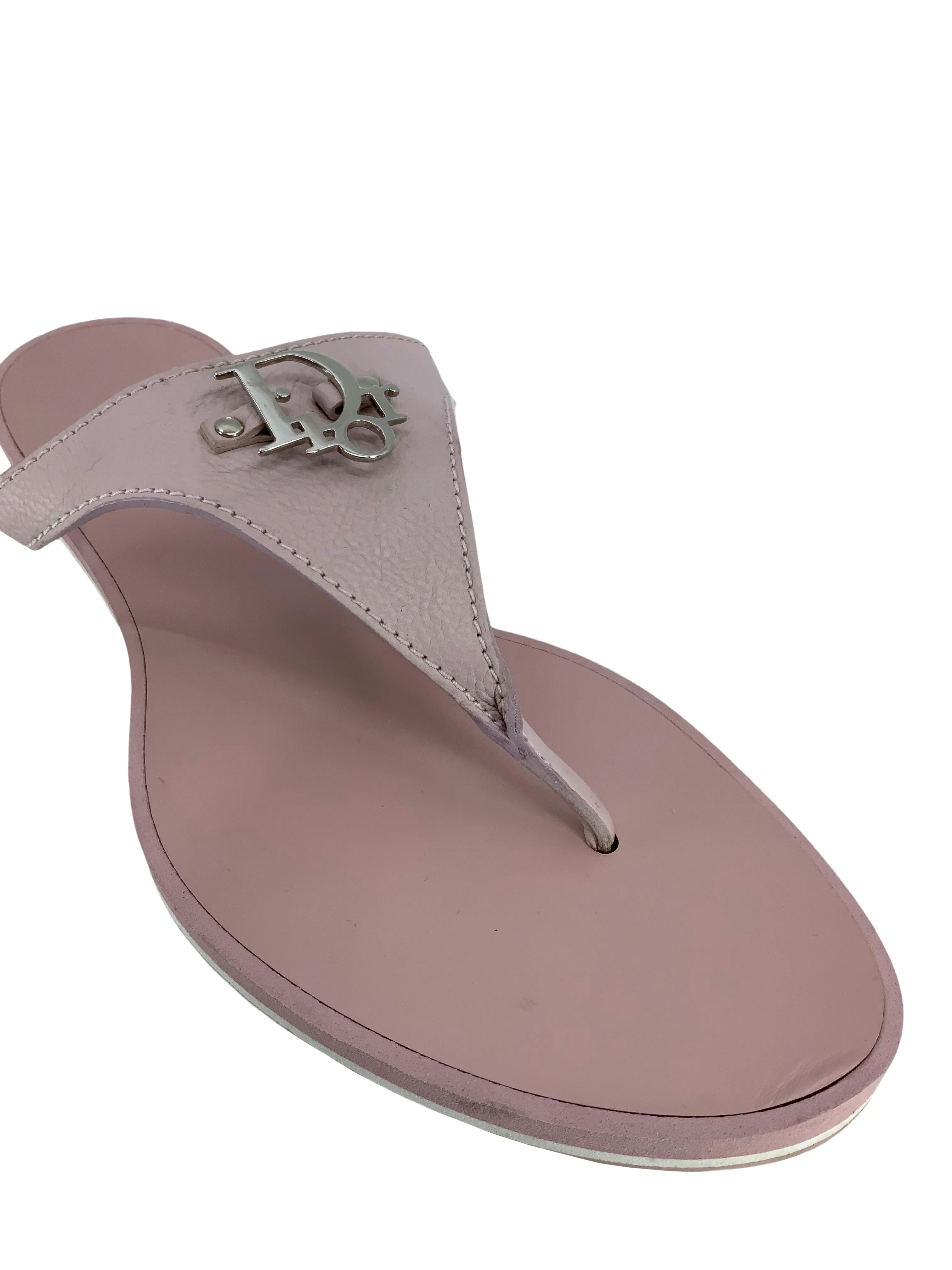 Christian Dior Leather Logo Thong Sandals Size 10