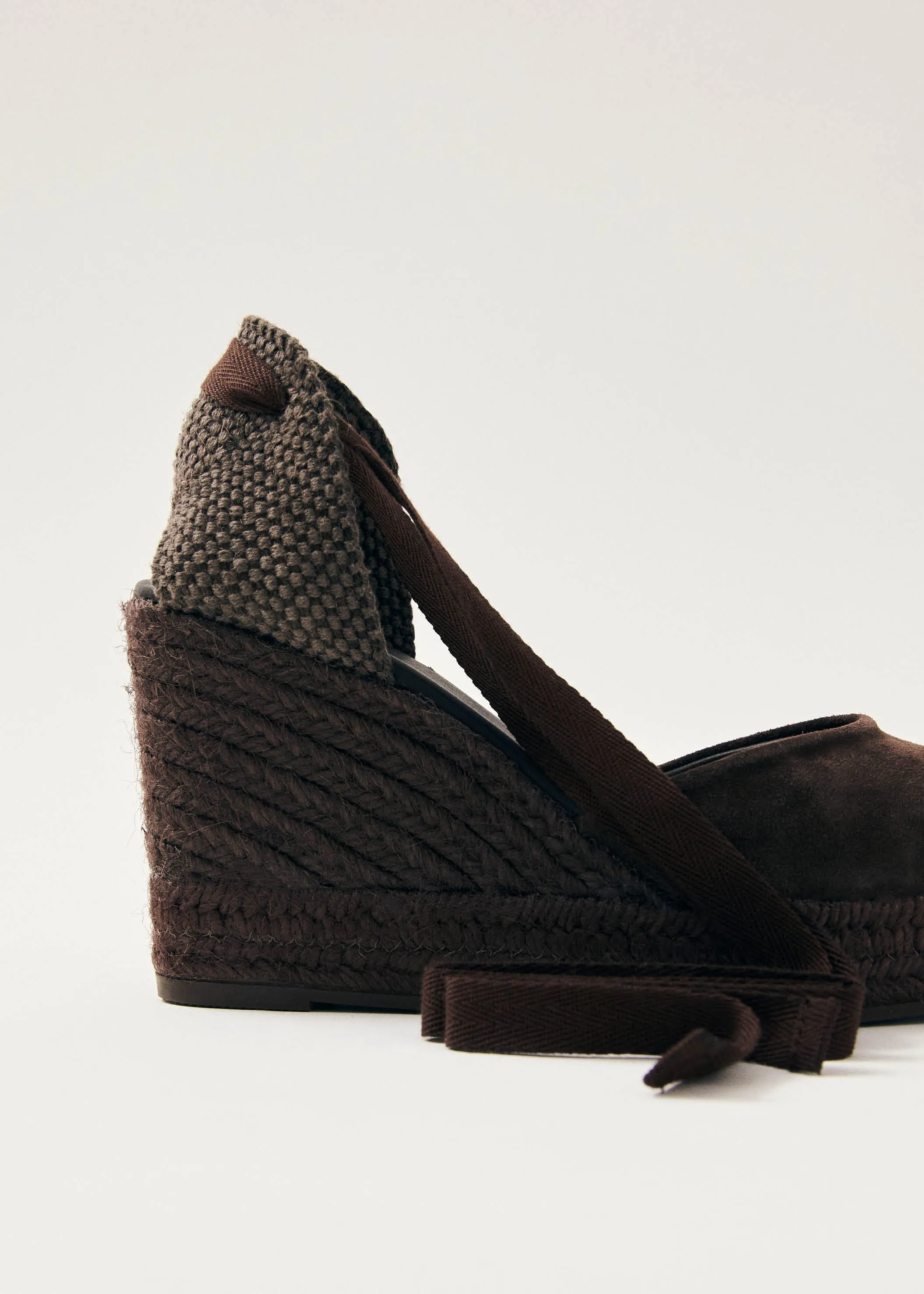 Cordelia Suede Brown Leather Espadrilles