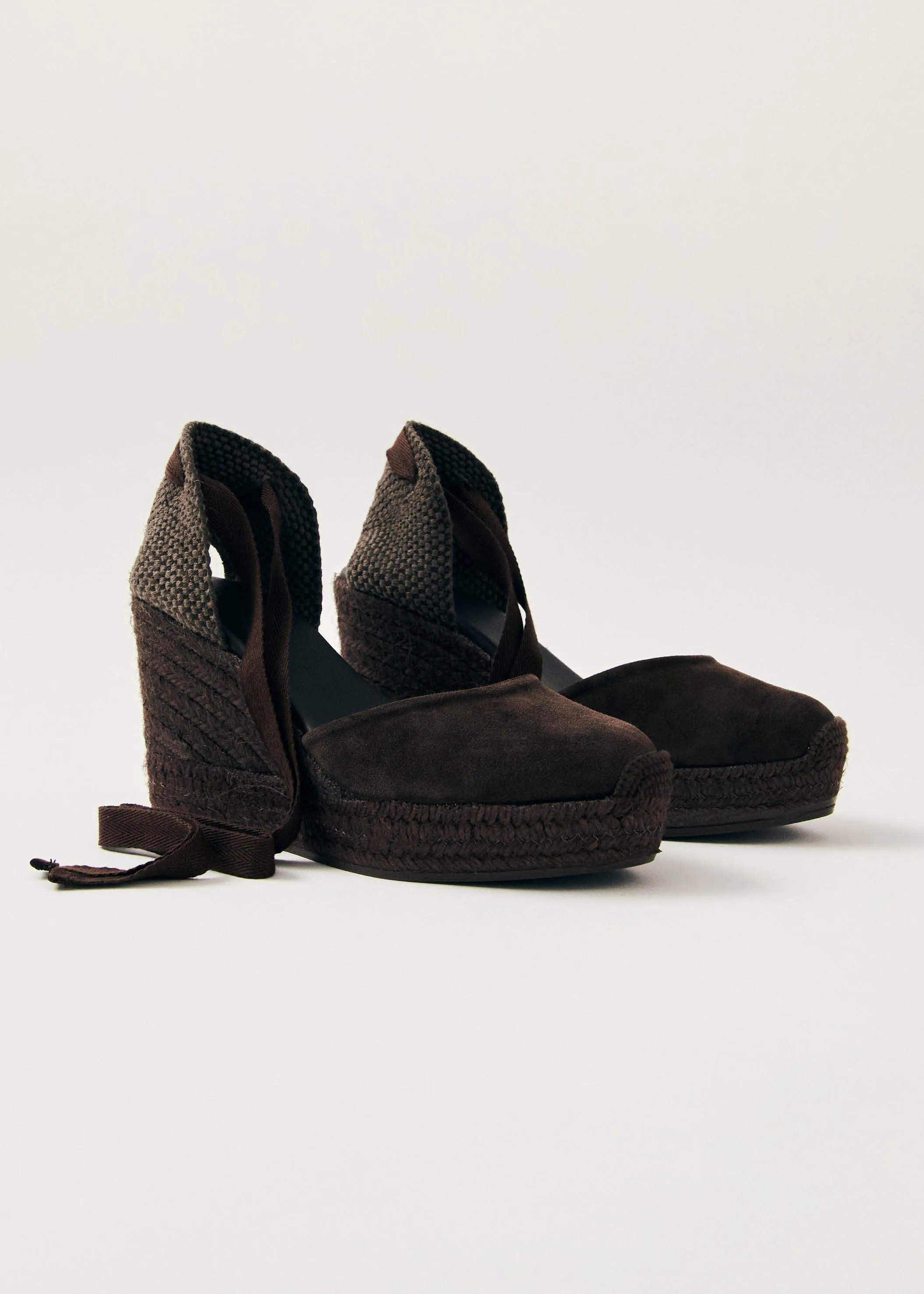 Cordelia Suede Brown Leather Espadrilles