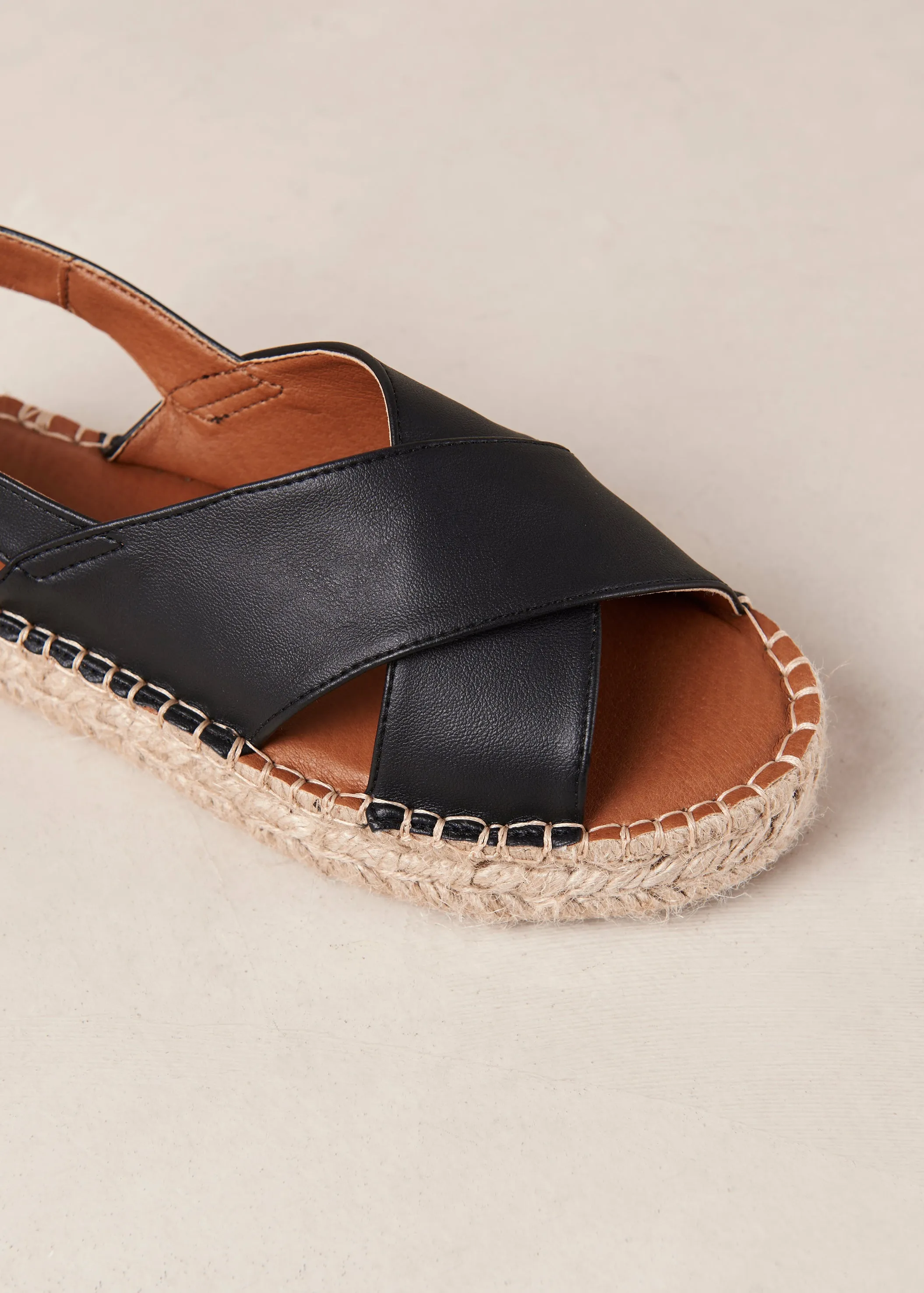 Crossed Corn Black Vegan Leather Espadrilles