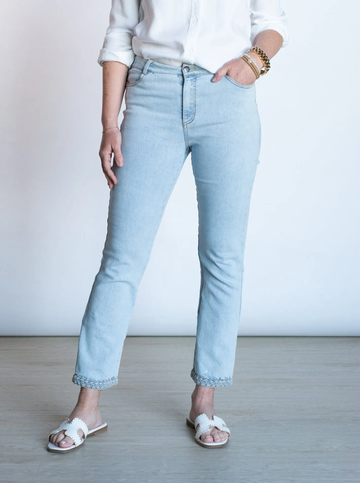 Deluxe Poise Light Wash Braided Denim