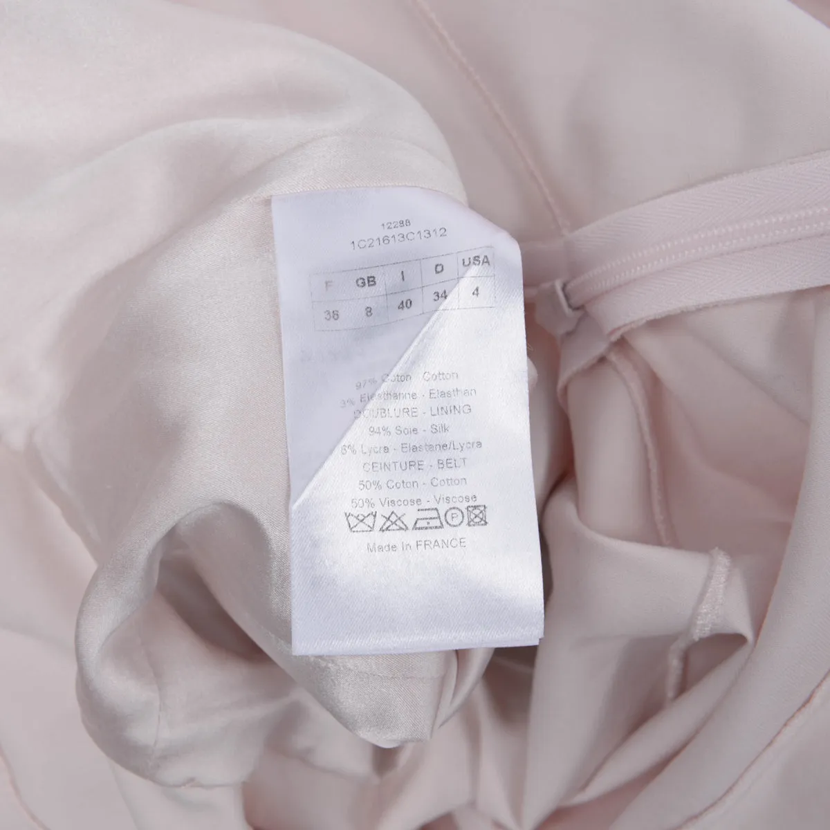 Dior Pale Pink Stretch Cotton Mini Belt Dress FR 36