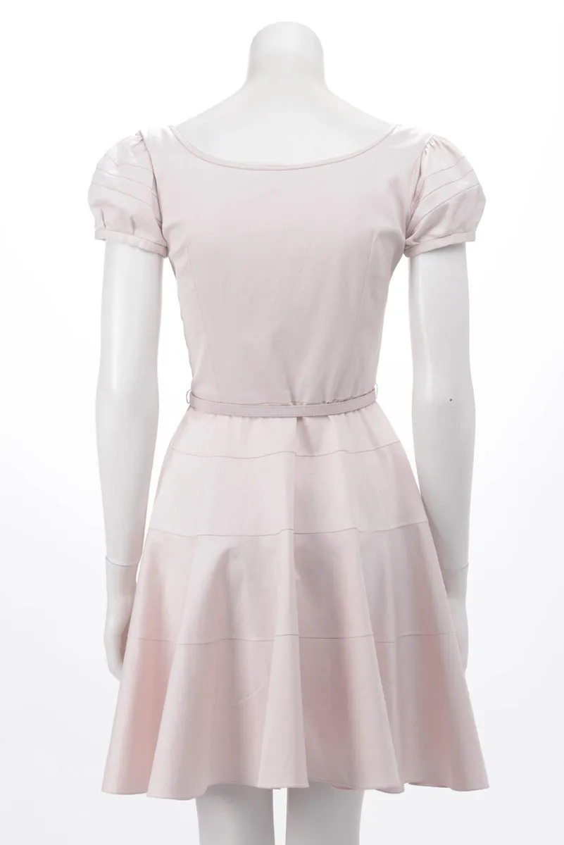 Dior Pale Pink Stretch Cotton Mini Belt Dress FR 36