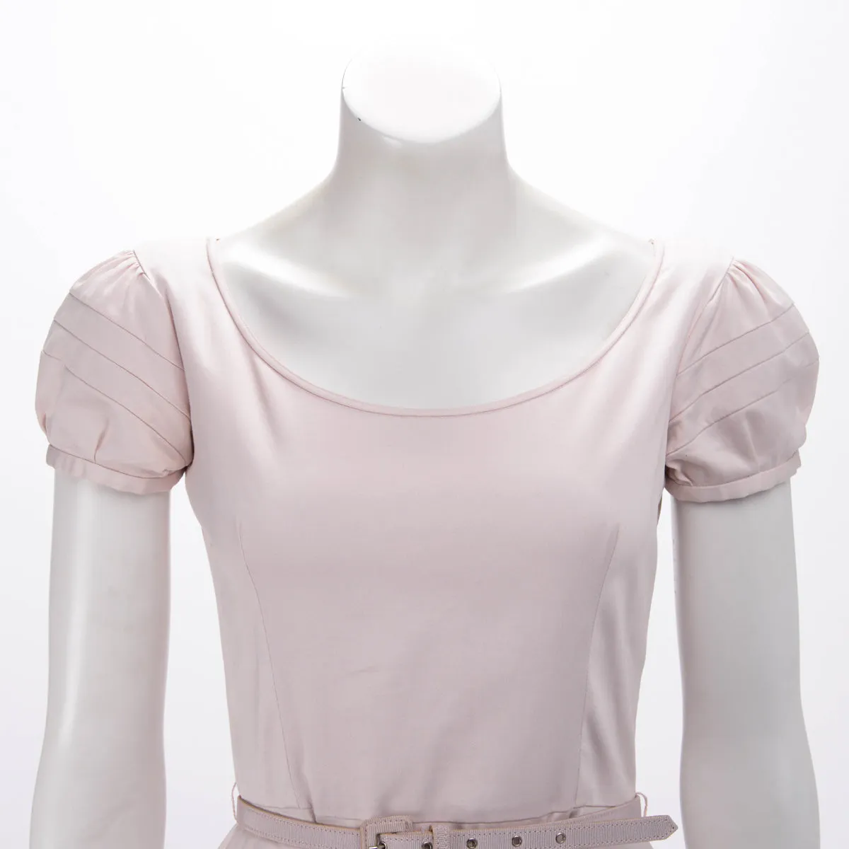 Dior Pale Pink Stretch Cotton Mini Belt Dress FR 36