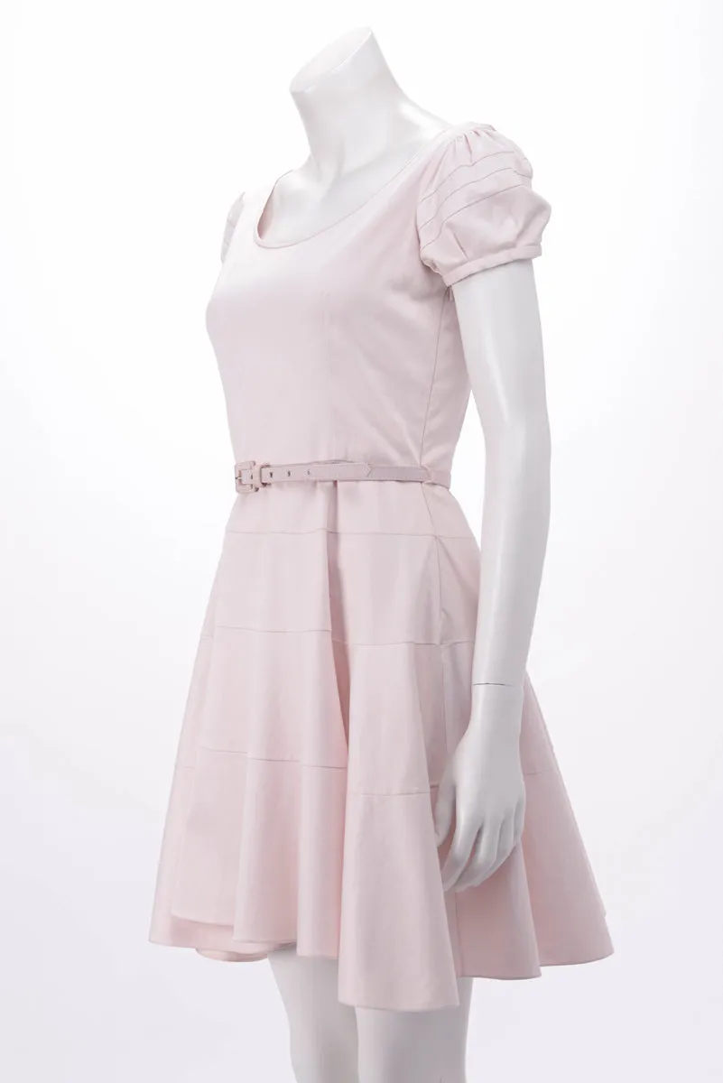 Dior Pale Pink Stretch Cotton Mini Belt Dress FR 36