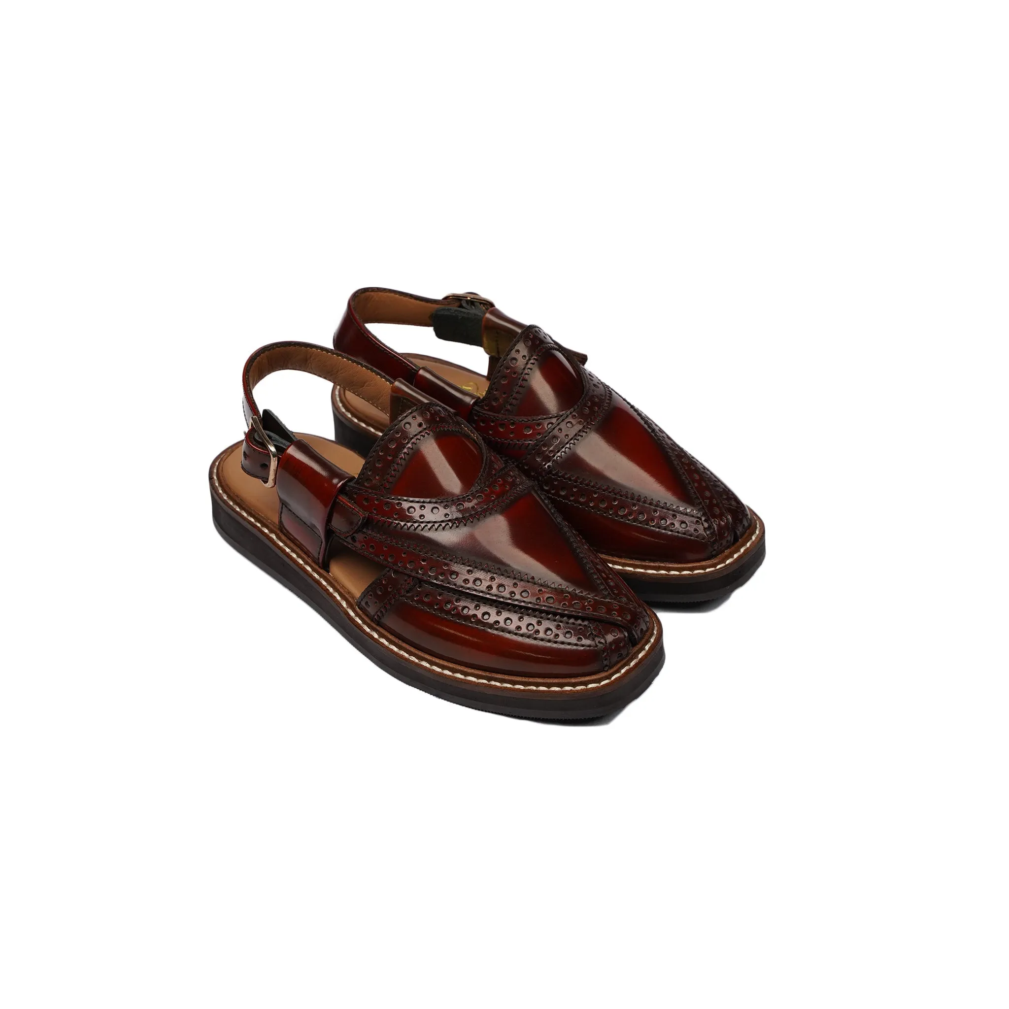 Domar - Kid's Oxblood Box Leather High Shine Sandal (5-12 Years Old)