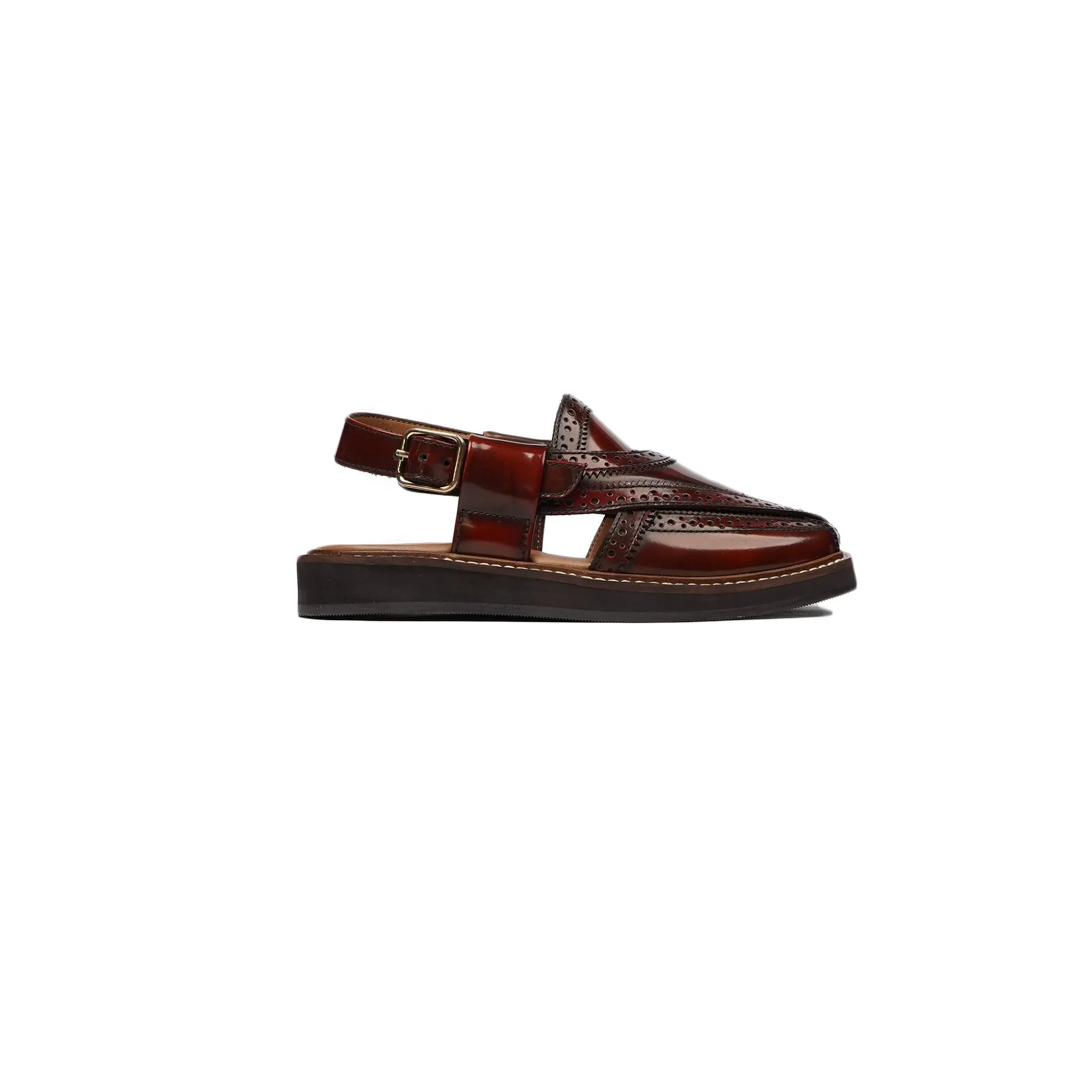 Domar - Kid's Oxblood Box Leather High Shine Sandal (5-12 Years Old)