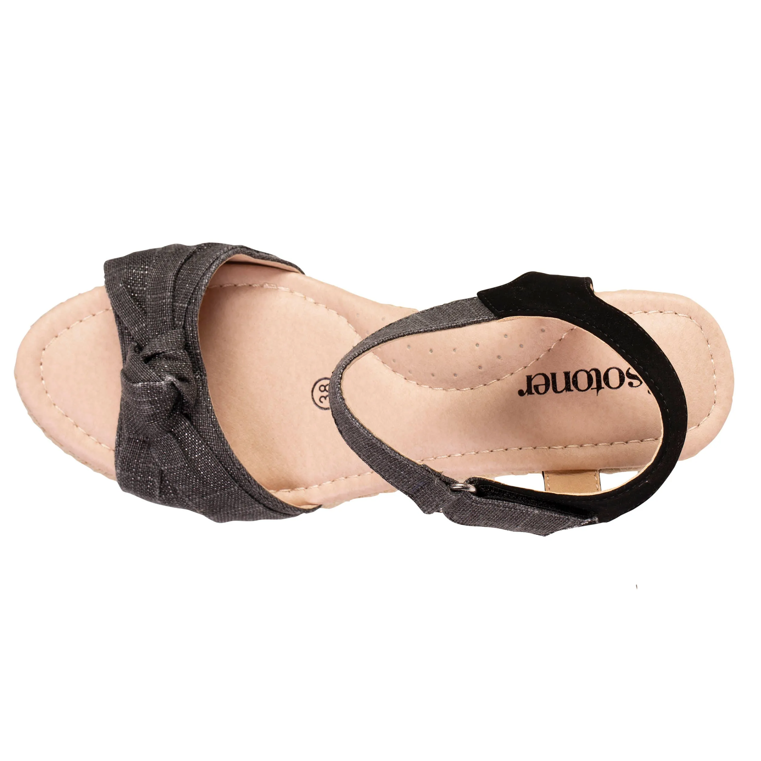 Espadrilles Femme nud talon Noir