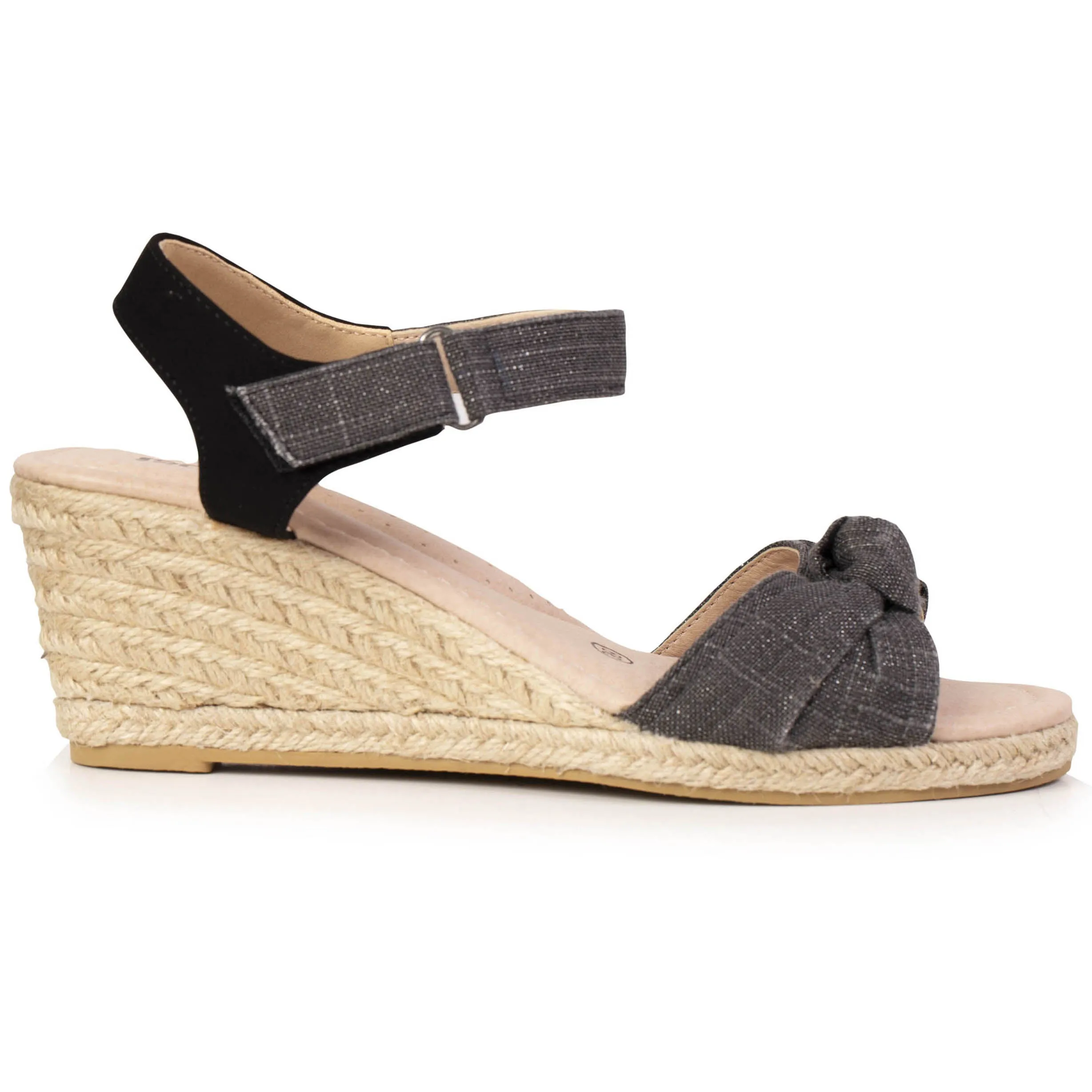 Espadrilles Femme nud talon Noir