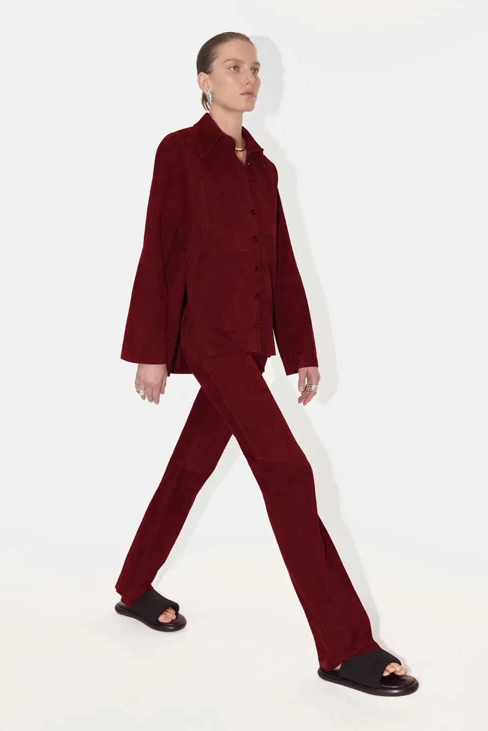 Farrah Suede Trousers - Oxblood