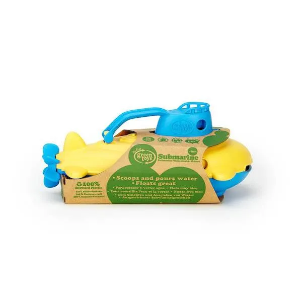 green toys submarine with blue handle