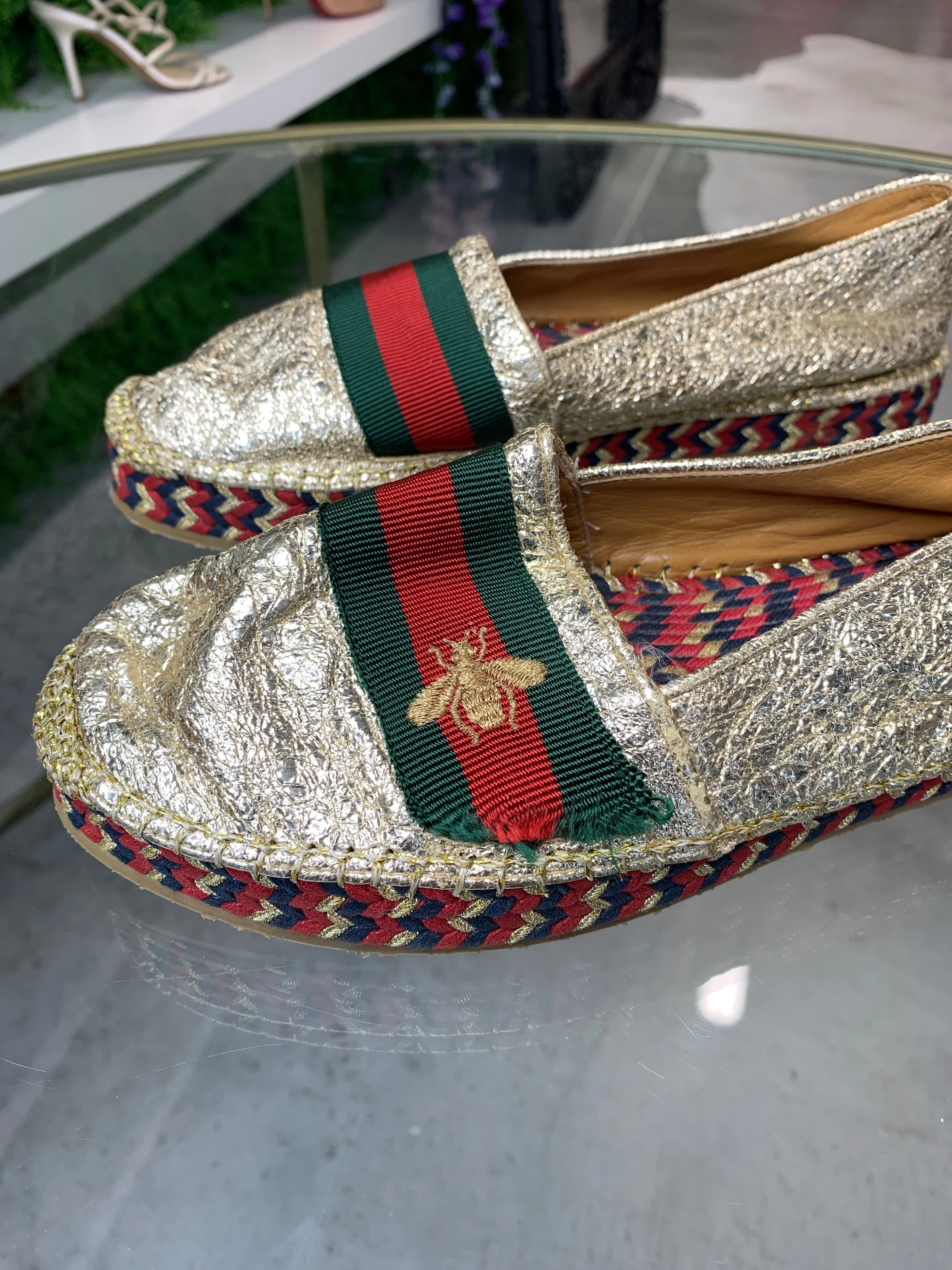 Gucci Sylvie Gold Espadrilles 37