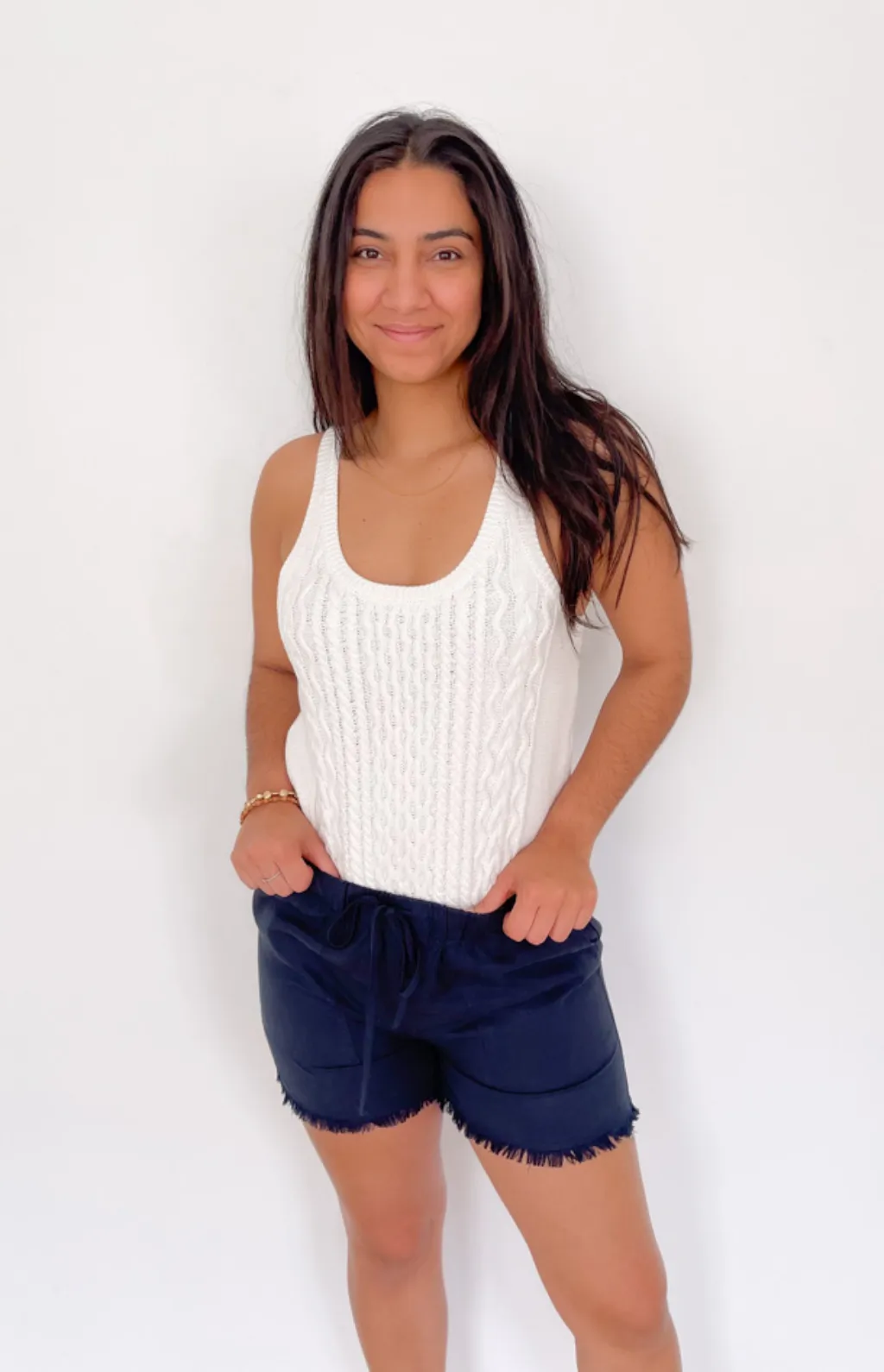 Hailey Ivory Knit Tank Top