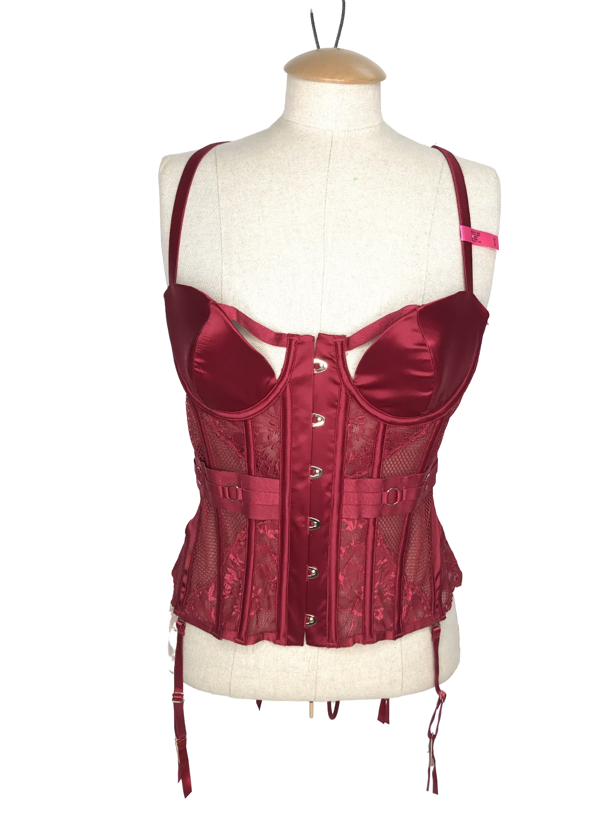 Hunkemoller Red Pleasure Bustier With Matching High Leg Thong UK 36C