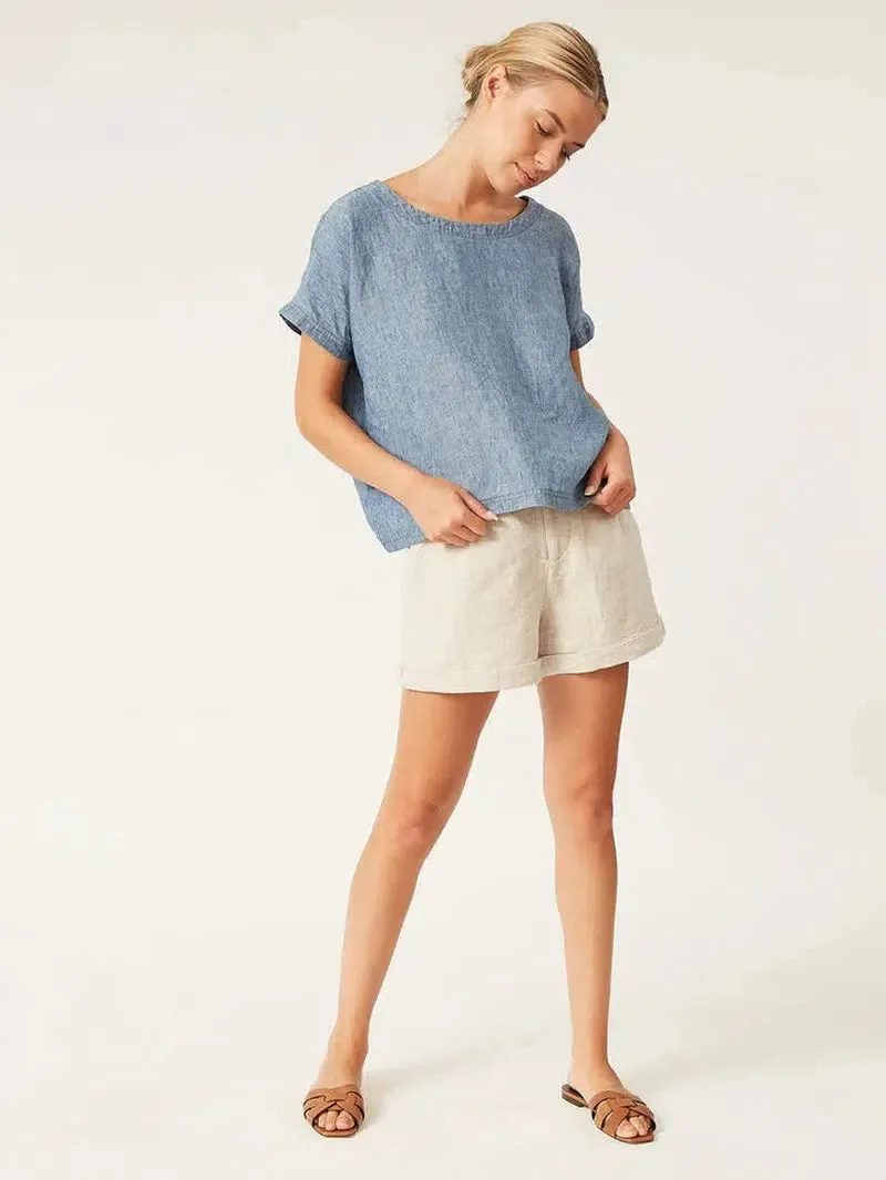 Jordan Linen Shorts in Oat