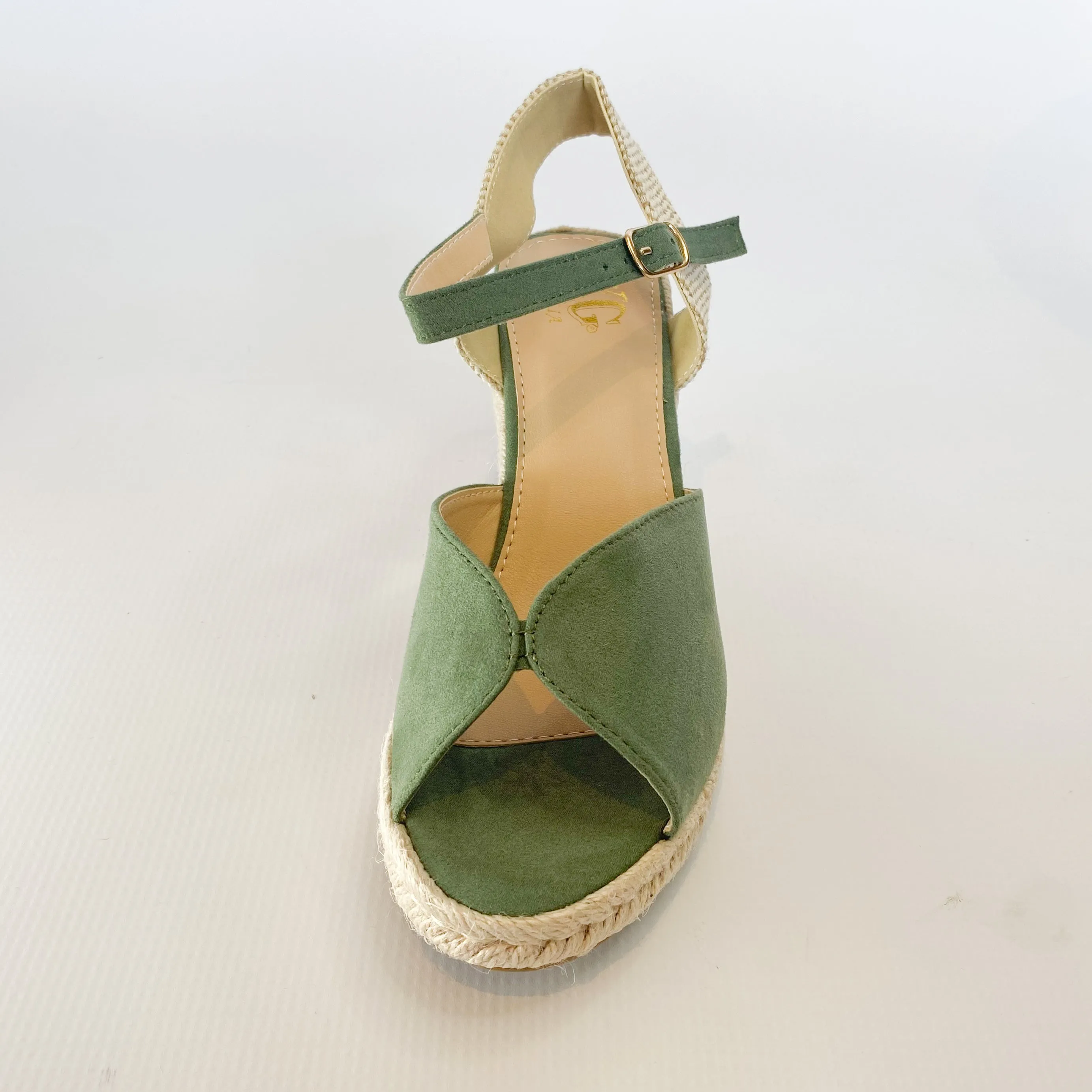 KG olive suede espadrille wedge