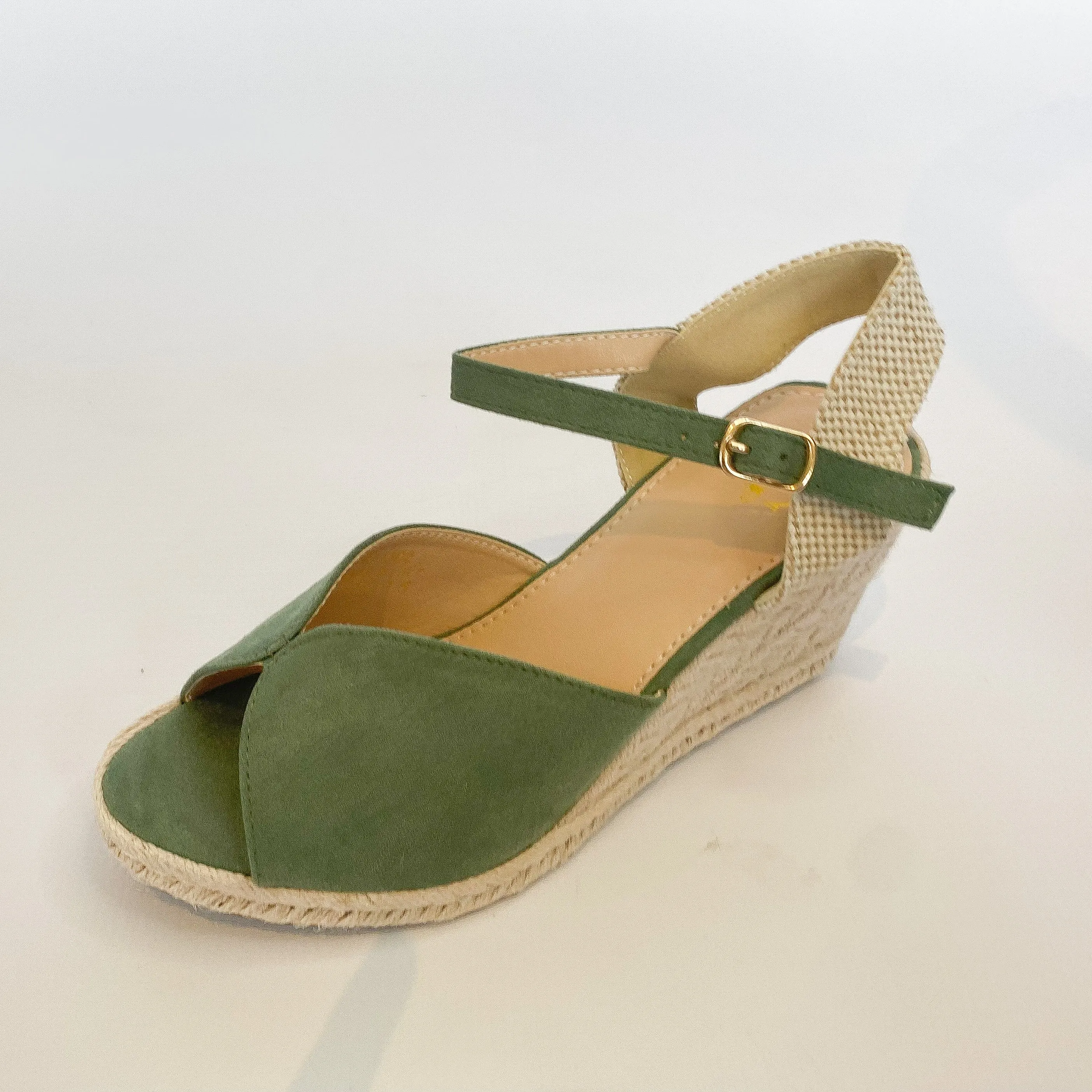 KG olive suede espadrille wedge