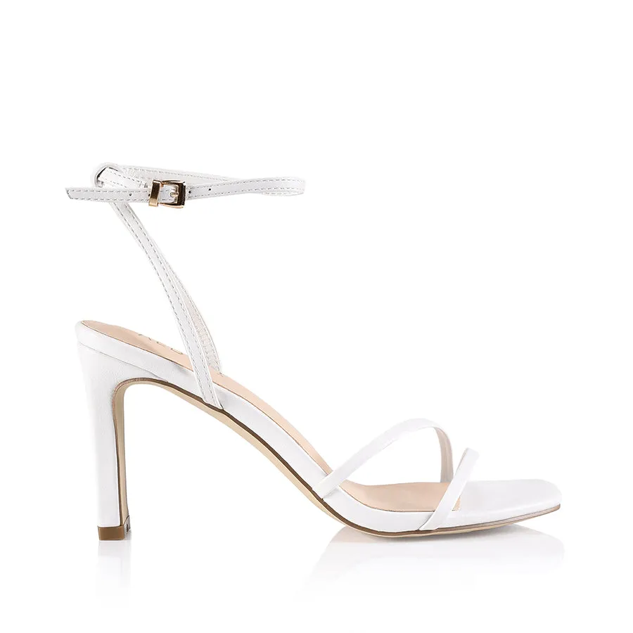 Kimmy Slim Strappy Heels - White Smooth