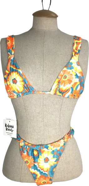 Kulani Kinis Multicoloured Miami Moon Slide Bralette & Ruched Thong Bikini UK S