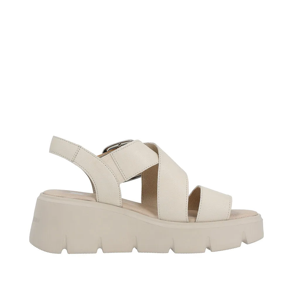 Ladies Evolution By Rieker Sandals Beige Chunky Platform W1550-60 sale