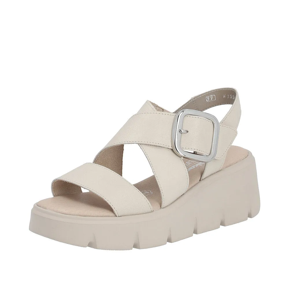 Ladies Evolution By Rieker Sandals Beige Chunky Platform W1550-60 sale