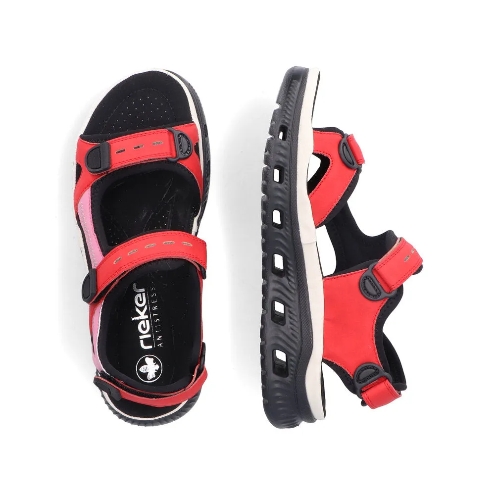 Ladies Rieker Walking Sandal Red/Pink  Multi  64074-33 sale