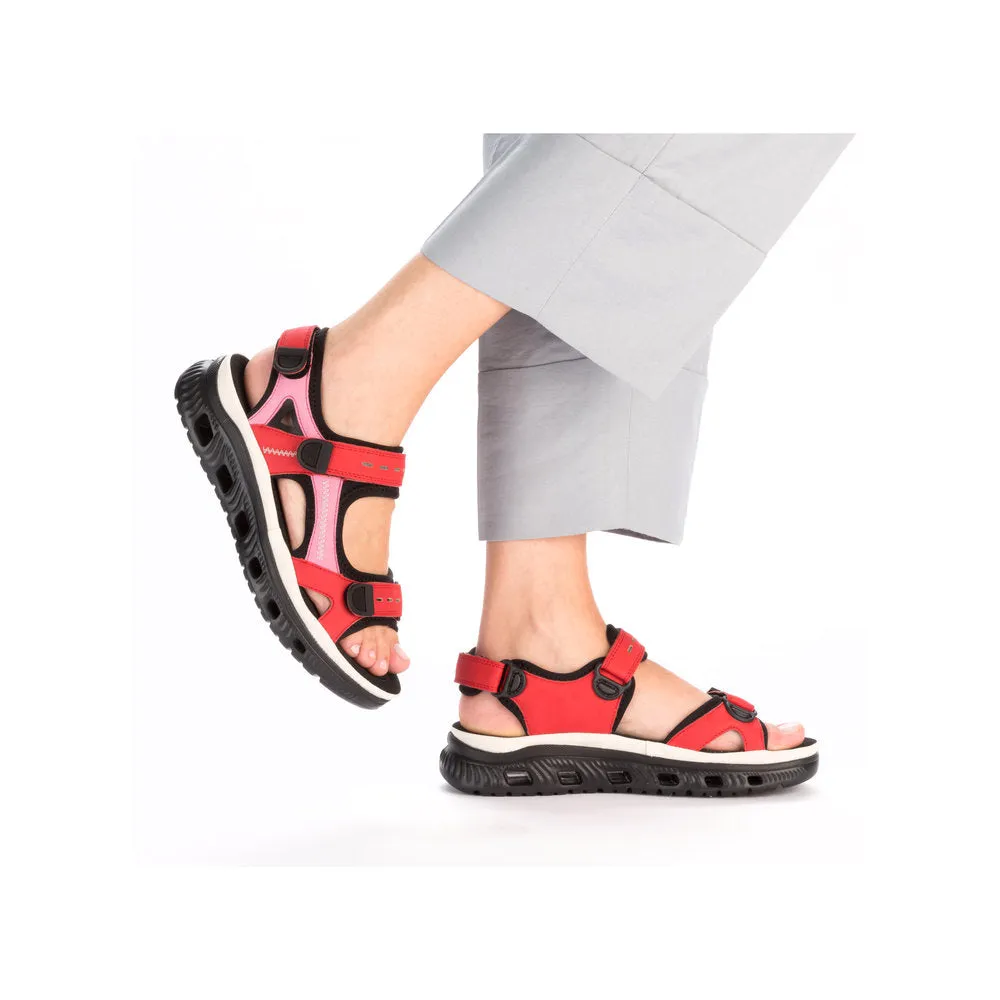 Ladies Rieker Walking Sandal Red/Pink  Multi  64074-33 sale