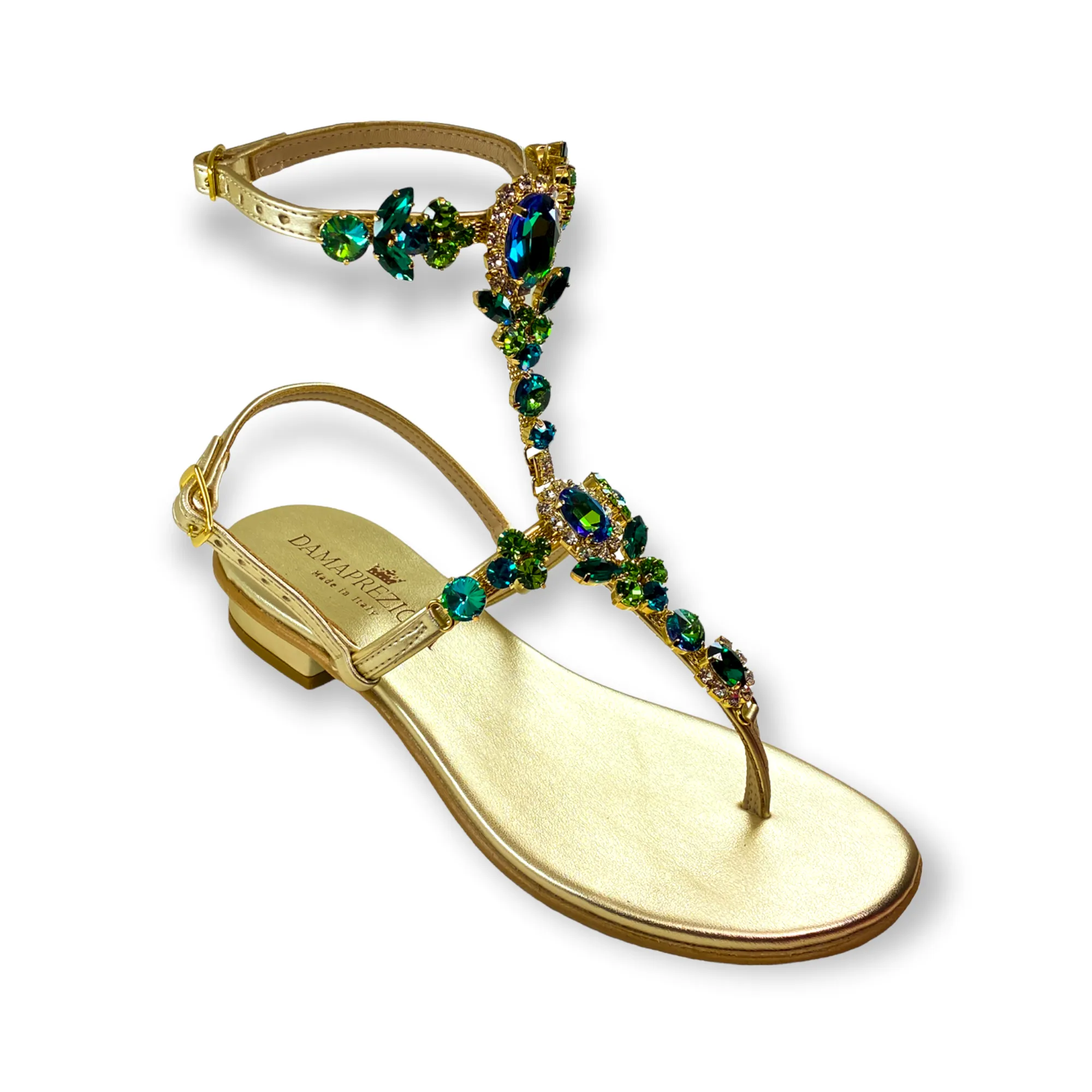 Lucrezia green-crystal flat jewel sandal