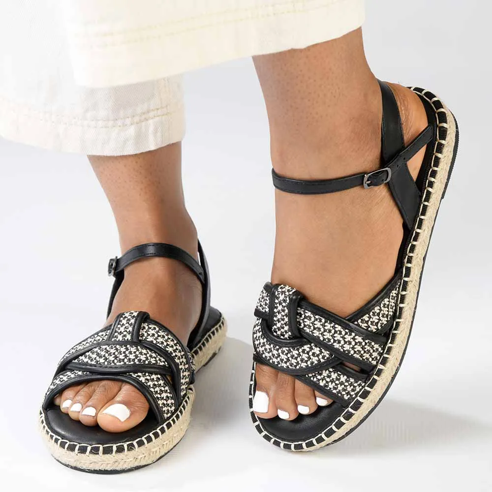 Madison Lylah Crossover Espadrille Sandal - Black