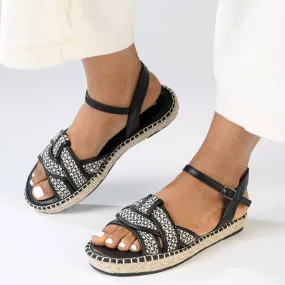 Madison Lylah Crossover Espadrille Sandal - Black