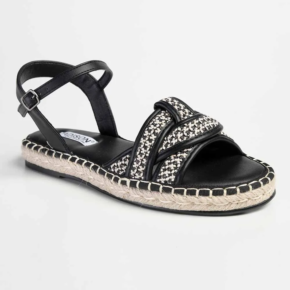 Madison Lylah Crossover Espadrille Sandal - Black