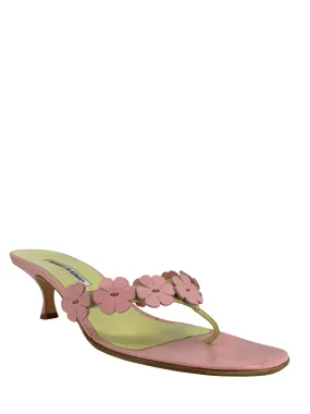 MANOLO BLAHNIK Flower Applique Thong Sandals Size 11