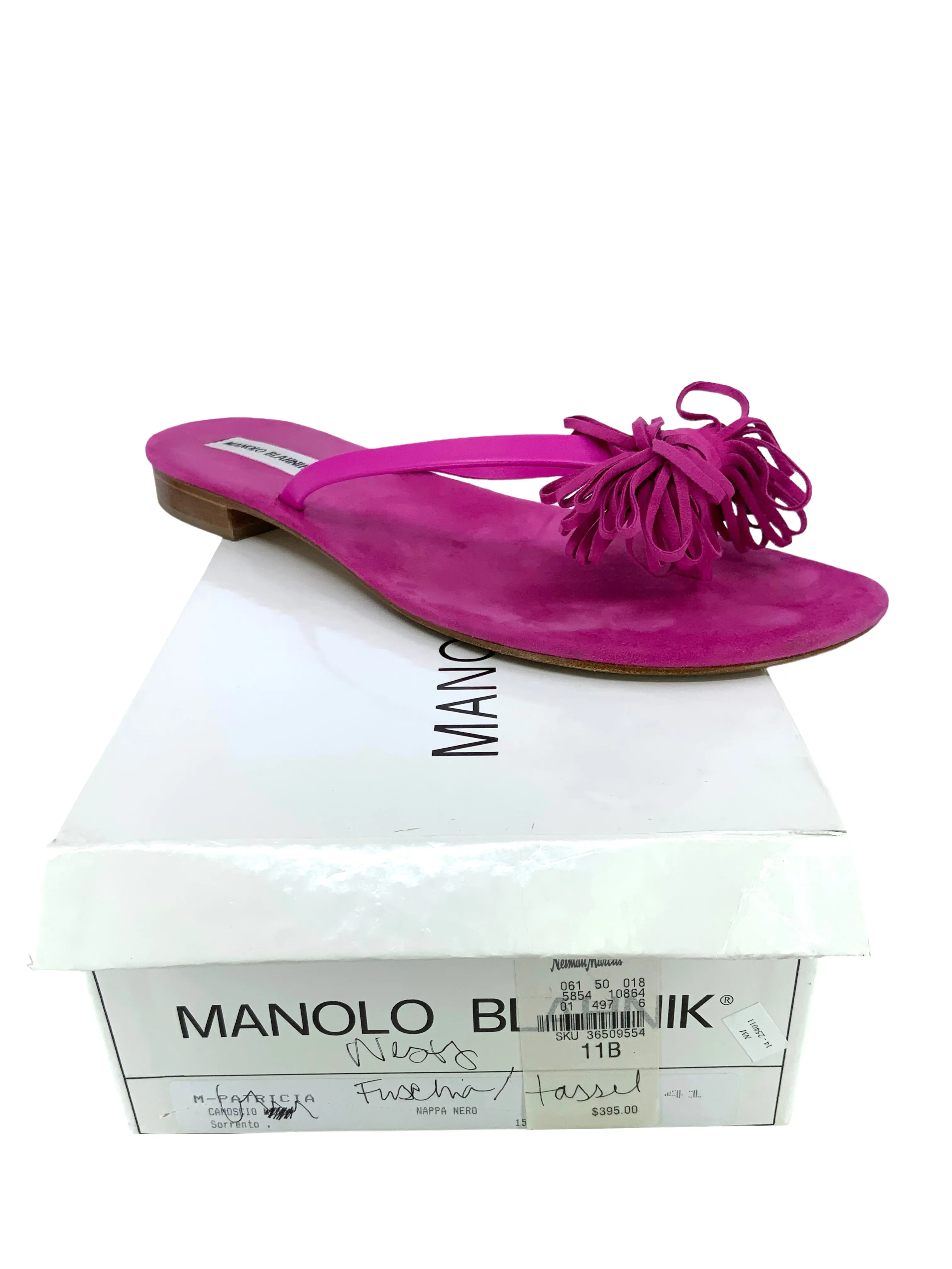 Manolo Blahnik Suede Tassel Thong Sandals Size 11